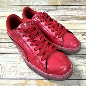 Puma Mens Red Basket Patent Ice Fade Low Top Casual Sneakers Size 6